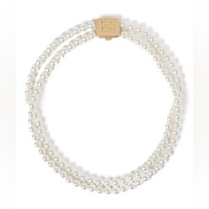 Miu Miu Gold Logo Pearl Choker